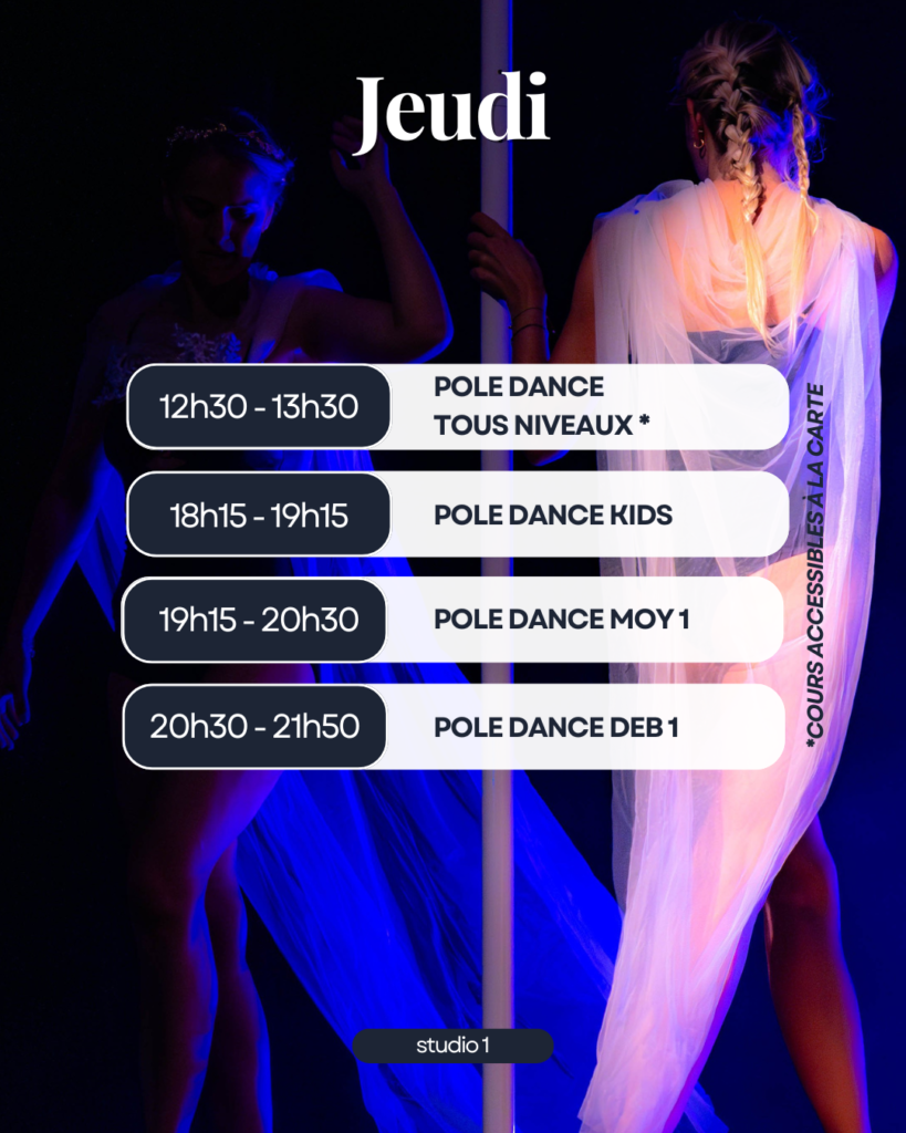 Planning du jeudi, Studio 1. Horaires disponibles dans la vue détaillée.
